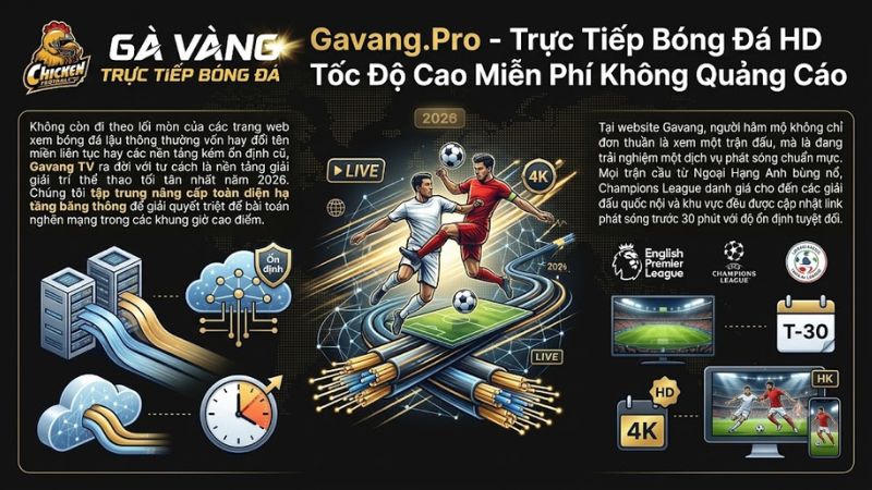 Giao diện trực tiếp bóng đá siêu mượt độ phân giải Full HD tại hệ thống Gavang TV